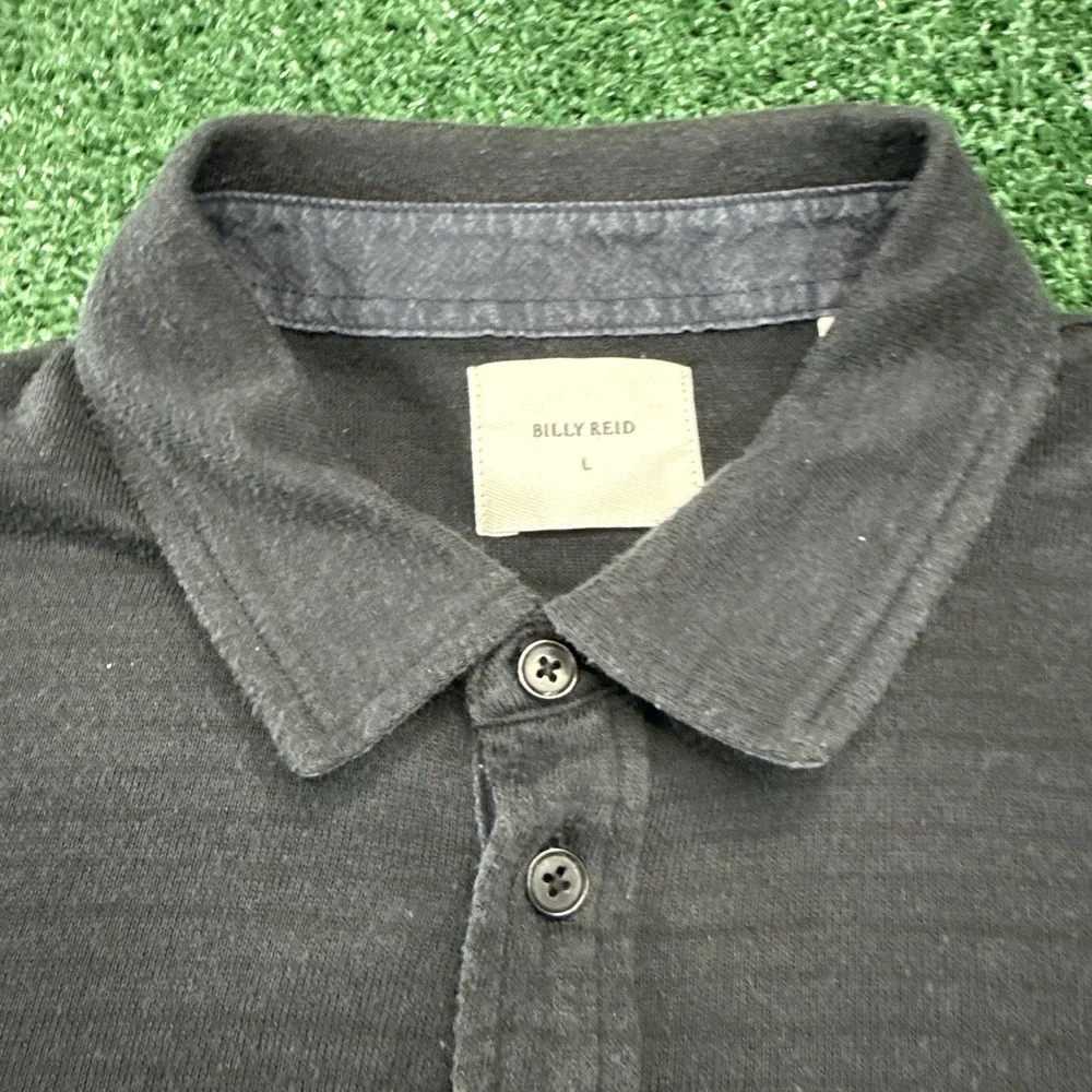 Billy Reid Polo Men's Long Sleeve Shirt Size Large Blue Stretch